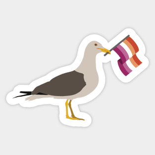 Seagull Holding Lesbian Pride Flag Sticker